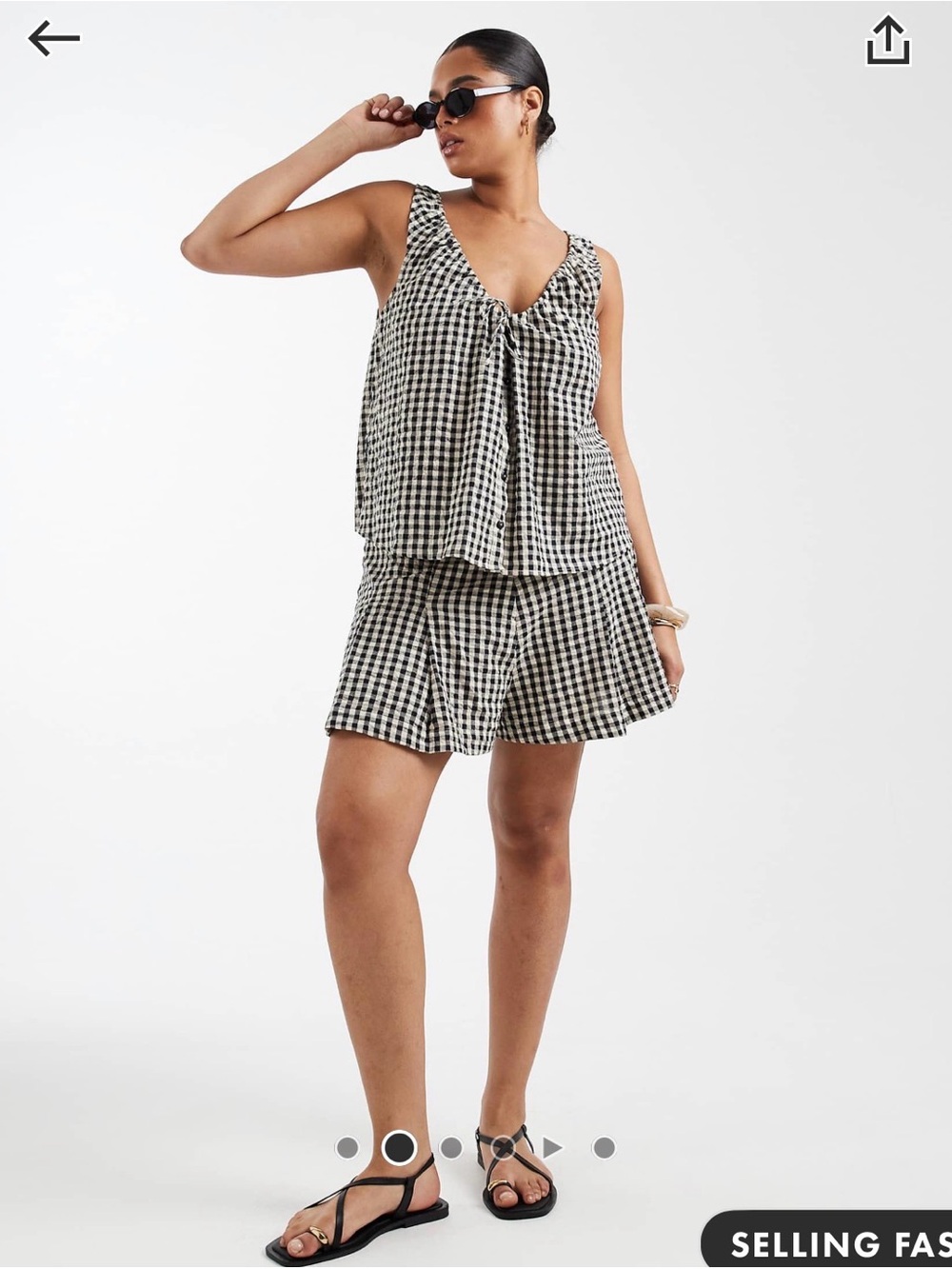 ASOS Black and White Gingham Tie-Front Tank and Shorts Set